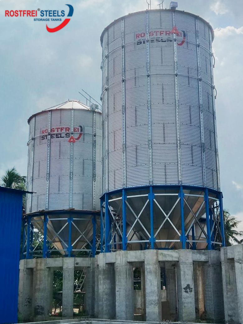 Rostfrei Steels successfully installs 2 Hopper Bottom Silos in Nepal